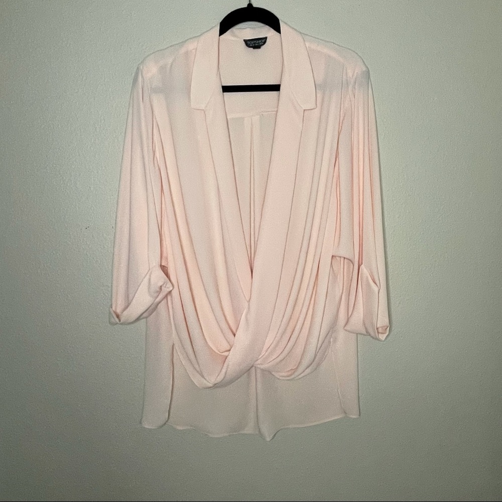 Topshop Long Sleeve Draped Blouse